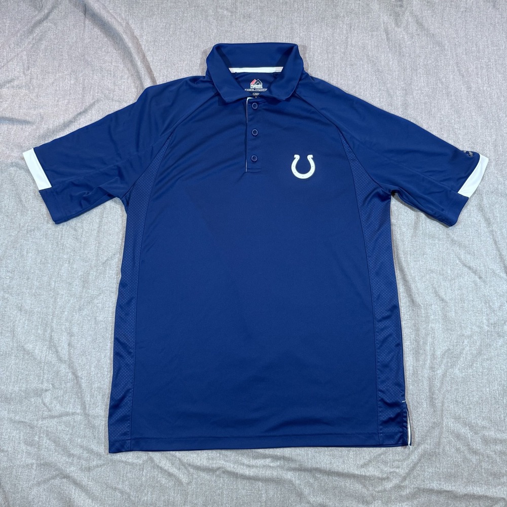 Indianapolis Colts Shirt Mens Large NFL Football Horseshoe Majestic Cool Base